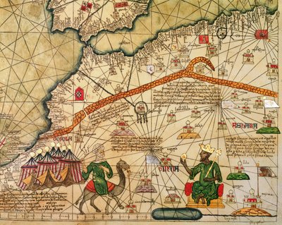 Detail of Copy of a Catalan Map of Europe and North Africa, presented to Charles V of France in 1381 by Abraham Cresques